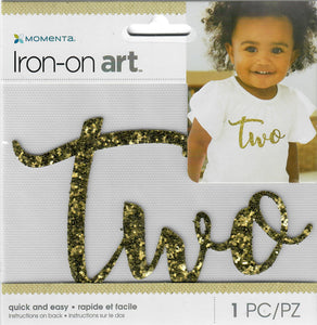 Momenta 4color kids Iron-on Art for fabric - Chunky Glitter Gold Two word