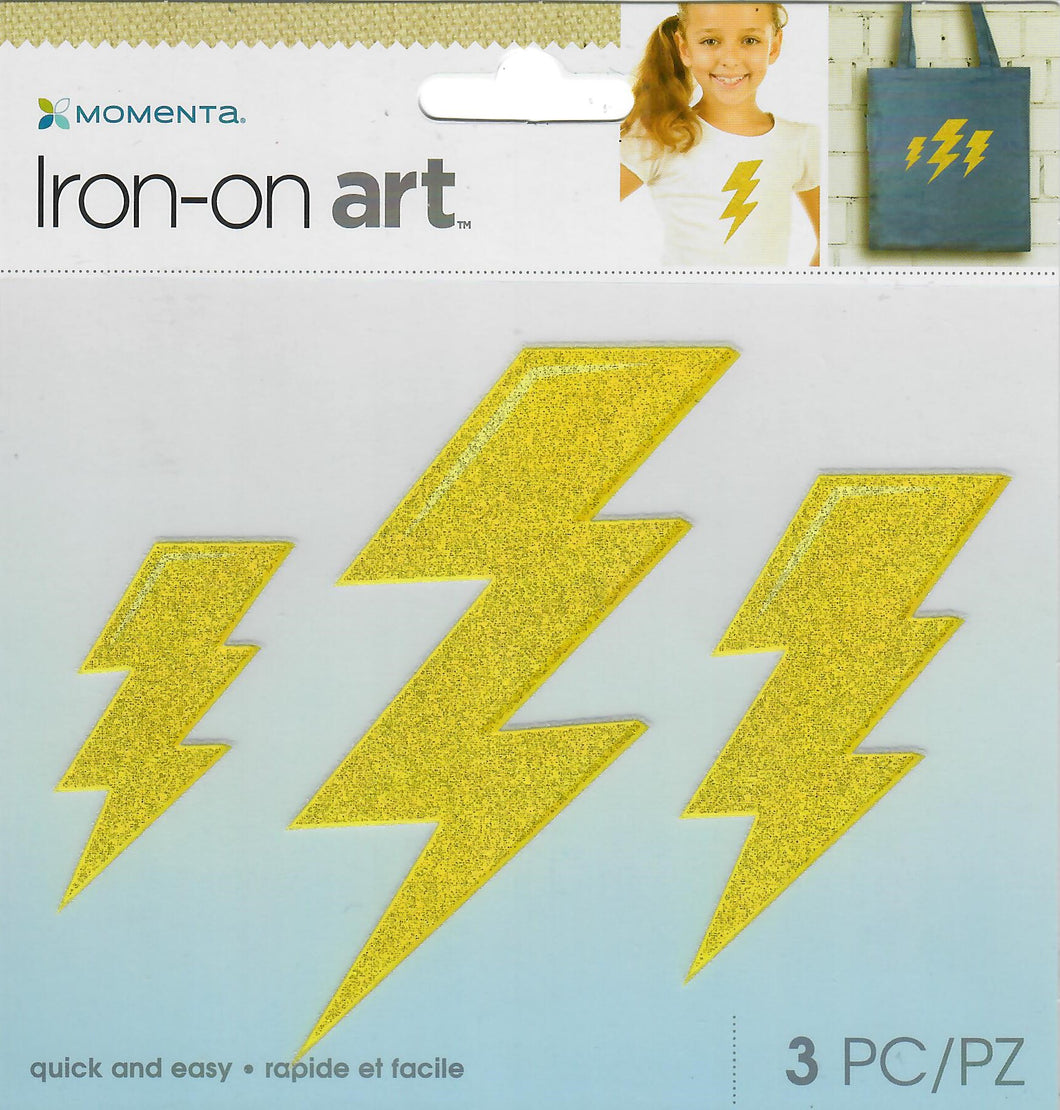 Momenta 4color kids Iron-on Art for fabric - fine Glitter lightning