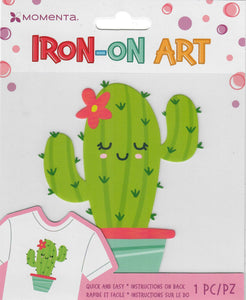 Momenta 4 color kids Iron-on Art for fabric - Cactus with flower