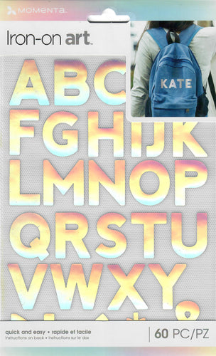 Momenta Large alphabet Iron-on Art for fabric - Holographic Thick San Serif Alphabet