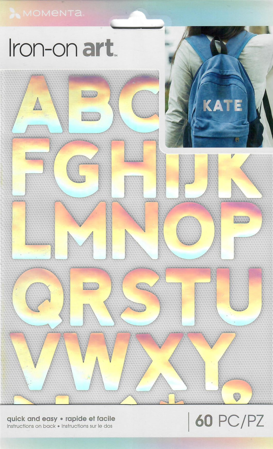 Momenta Large alphabet Iron-on Art for fabric - Holographic Thick San Serif Alphabet