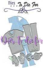 Load image into Gallery viewer, Dies ... to die for metal cutting die - Nurse Scrubs outfit with Medical Gloves and Face mask