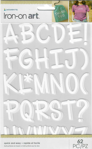 Momenta Large alphabet Iron-on Art for fabric - White fun font