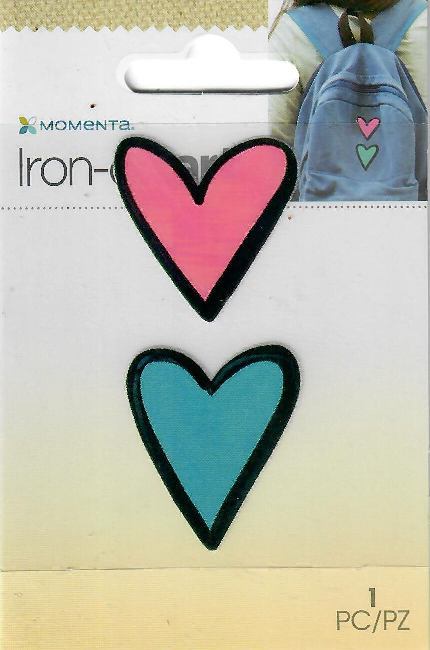 Momenta small 4color Iron-on Art for fabric - two Hearts