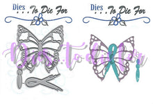 Load image into Gallery viewer, Dies ... to die for metal cutting die - Survivor Butterfly with Awareness ribbon and body