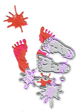 Load image into Gallery viewer, Dies ... to die for metal cutting die - Bloody Feet and Blood Splats