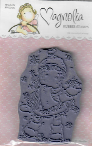 Magnolia rubber cling stamp - unmounted - Tilda with ribbon heart scarf