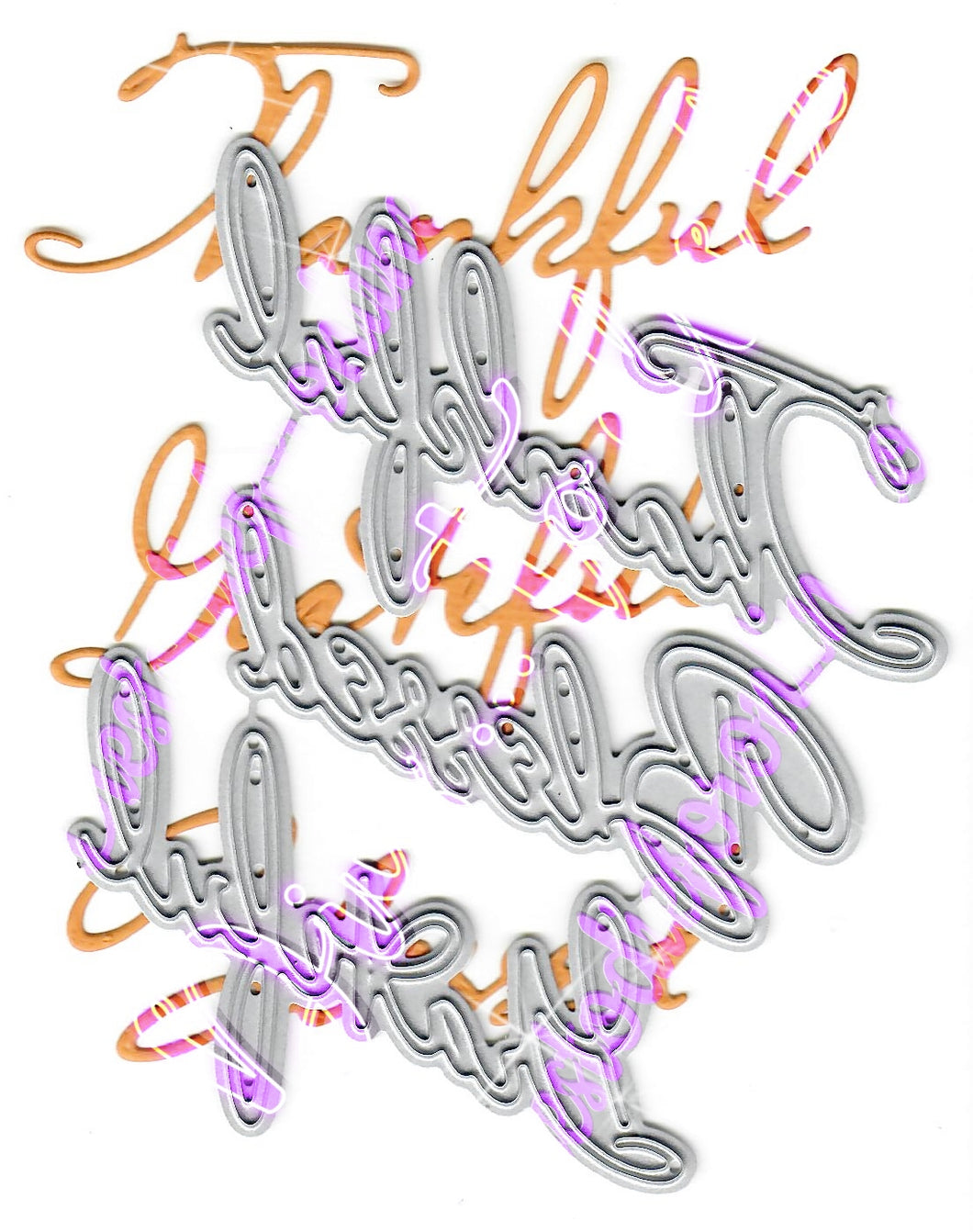 Dies ... to die for metal cutting die - Thankful Grateful Blessed word set