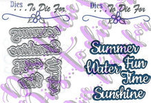 Load image into Gallery viewer, Dies ... to die for metal cutting die -Summer seasons words with shadows - Fun water sunshine