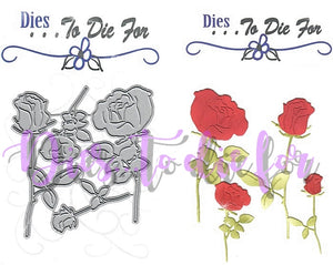 Dies ... to die for metal cutting die -  Long stem roses flower die set
