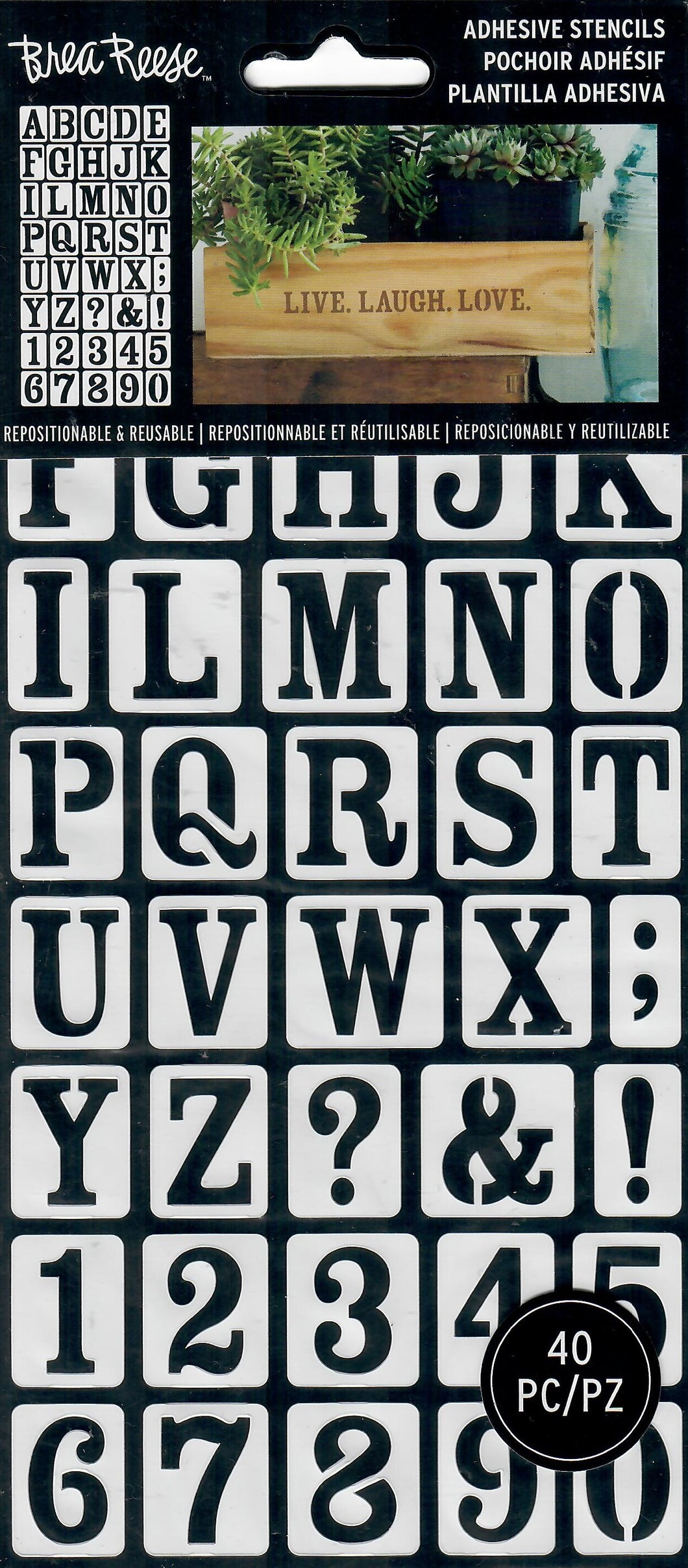 Brea Reese adhesive stencils - Uppercase  40 pc.