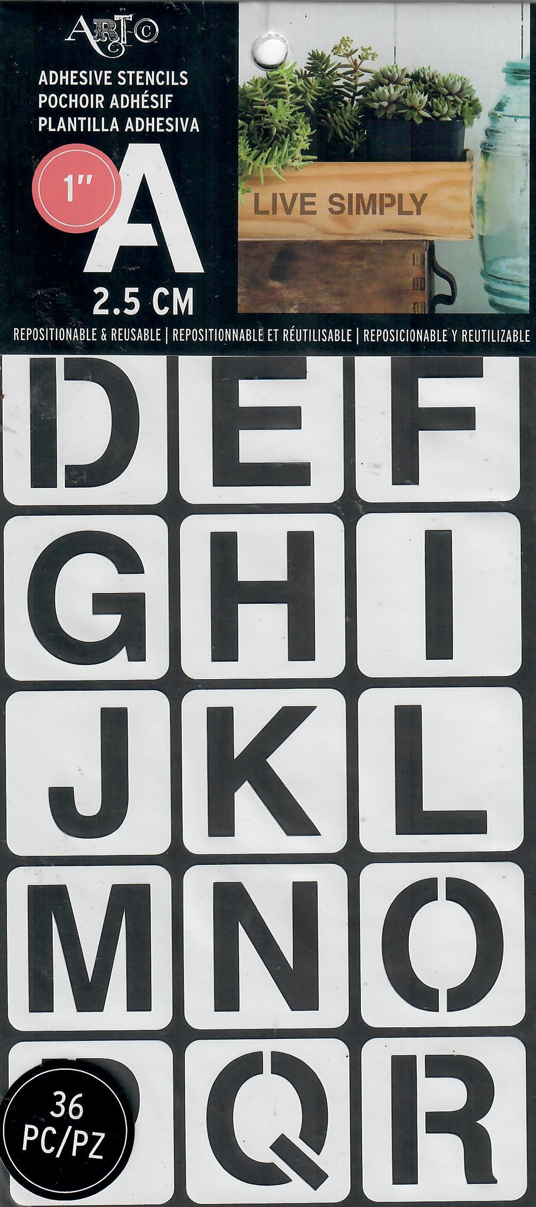 Brea Reese adhesive stencils - Uppercase  block 36 pc.