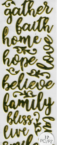 Family - Momenta Dimensional - Puffy word stickers - Family and  Inspiration words in Gold