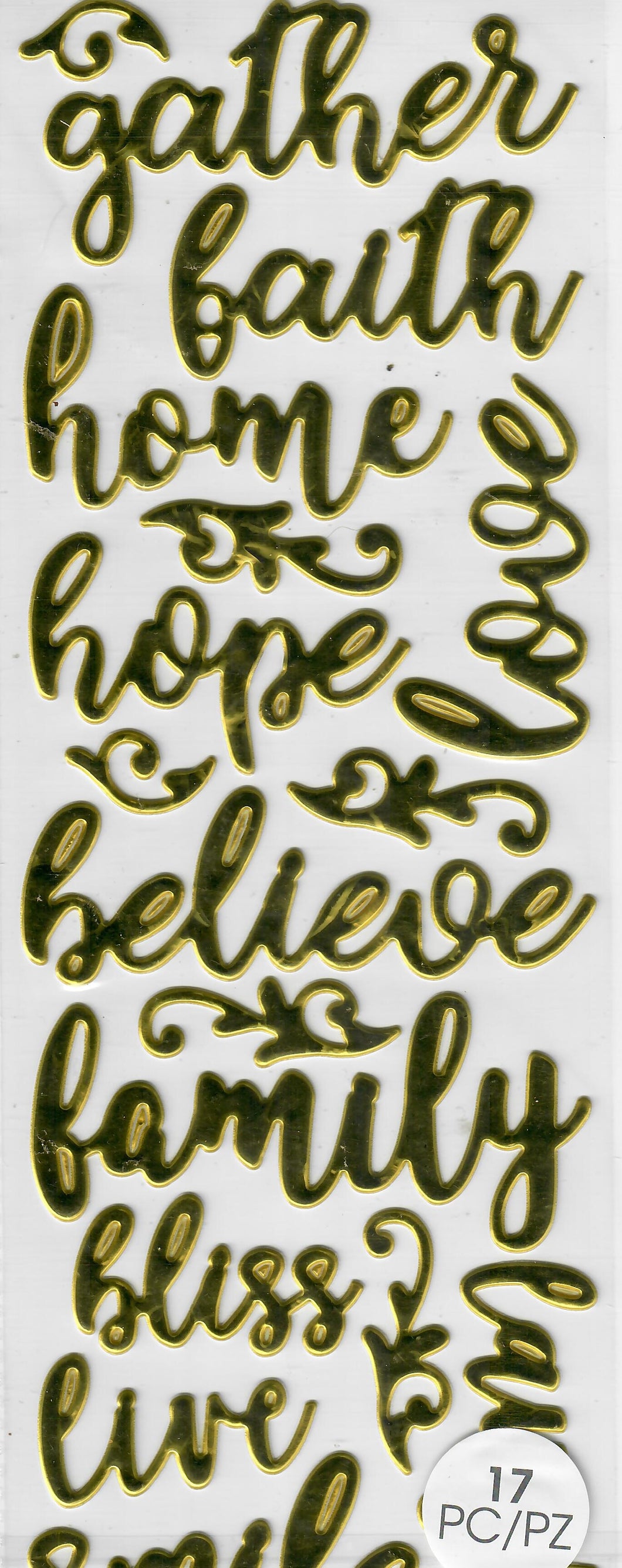 Family - Momenta Dimensional - Puffy word stickers - Family and  Inspiration words in Gold