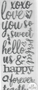Love - Momenta Dimensional - Puffy word stickers -Love in silver