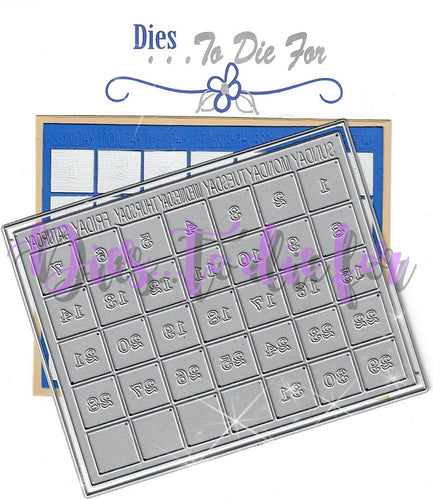 Dies ... to die for metal cutting die - Calendar Grid - A2 size - Removable numbers