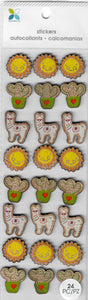 Momenta Dimensional stickers - Llama , sun  and Cactus animals