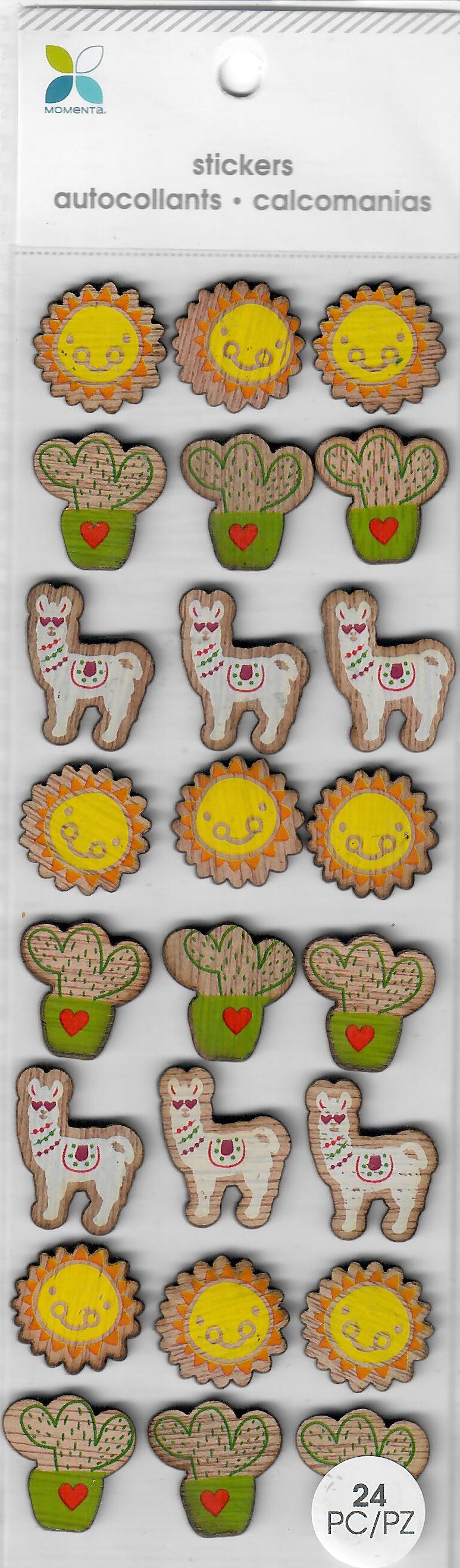 Momenta Dimensional stickers - Llama , sun  and Cactus animals