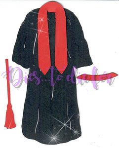 Dies ... to die for metal cutting die - Grad Gown large - honors stole & tassel, Masters stole