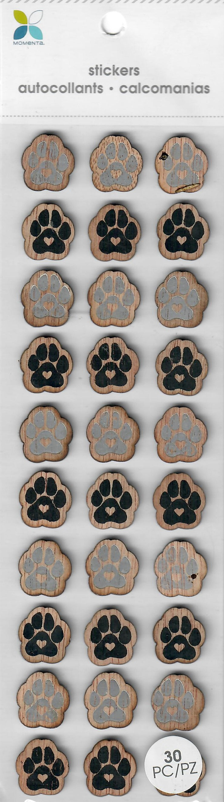 Pets - Momenta Dimensional stickers - Dog Paws wood