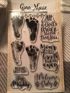 Gina Marie Clear stamp set - Baby Feet layered