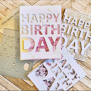 Gina Marie Metal cutting die -  Happy Birthday A2 plate