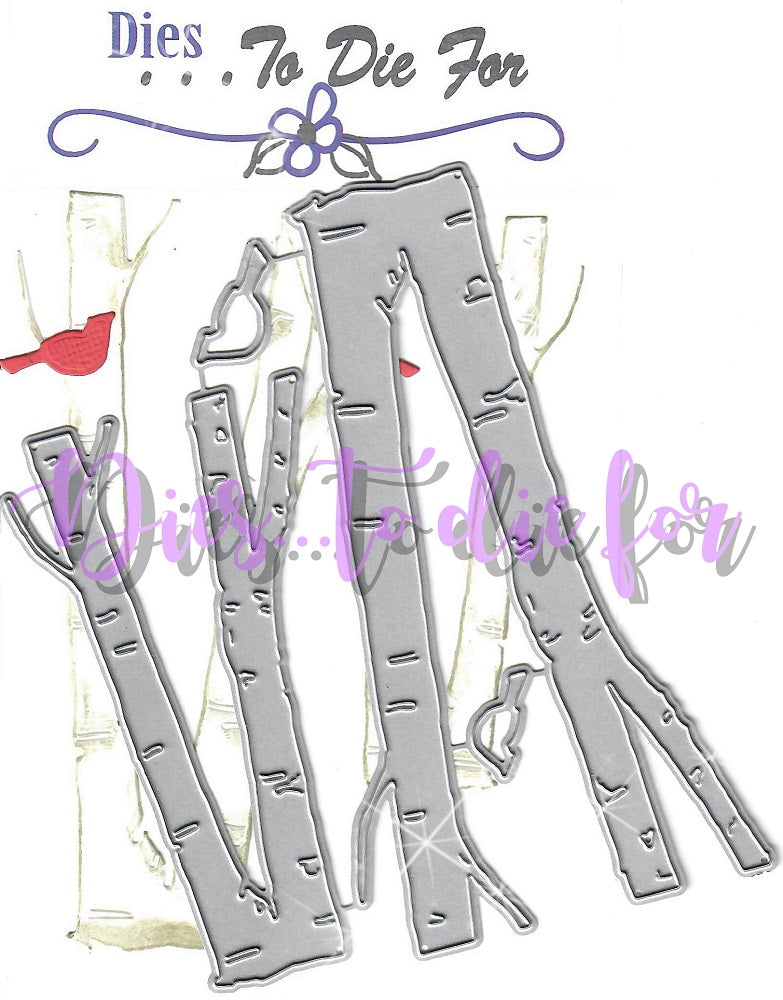 Dies ... to die for metal cutting die - Birch Tree set with Birds