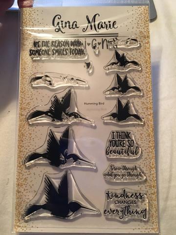 Gina Marie Clear stamp set - Hummingbird layered
