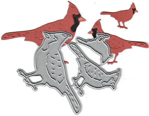 Dies ... to die for metal cutting die - Cardinal Family trio bird - standing