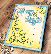 Load image into Gallery viewer, Dies ... to die for metal cutting die - Holiday seasons words with Shadows - Happy Merry Christmas Seasons Greetings Holidays Bright
