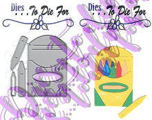 Load image into Gallery viewer, Dies ... to die for metal cutting die - Crayon Box and Crayons