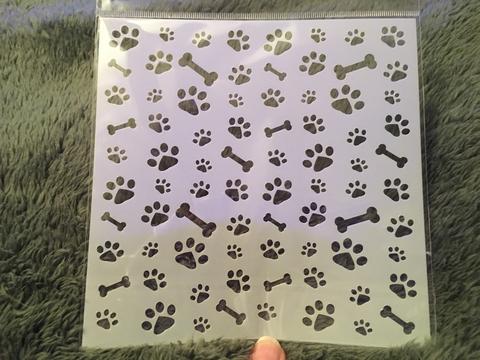 Gina Marie stencil 6x6 - Dog Paws and bones