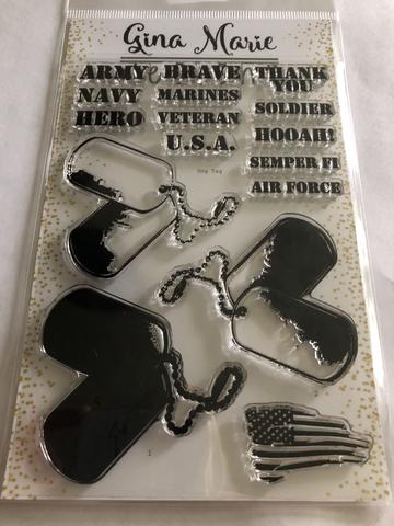 Gina Marie Clear stamp set - Dog tags military layered