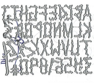 Dies ... to die for metal cutting die - Evin's Alphabet - Log sticks Font