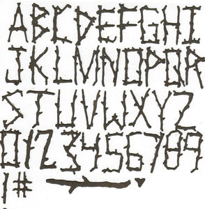 Dies ... to die for metal cutting die - Evin's Alphabet - Log sticks Font