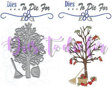 Load image into Gallery viewer, Dies ... to die for LLC metal cutting die - Fall Tree with rake leaves and basket