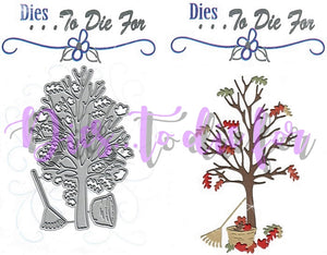 Dies ... to die for LLC metal cutting die - Fall Tree with rake leaves and basket