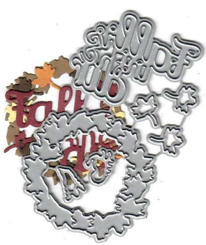Dies ... to die for metal cutting die - Fall leaf wreath and word