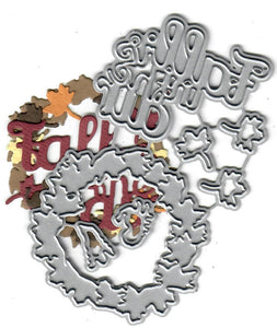 Dies ... to die for metal cutting die - Fall leaf wreath and word