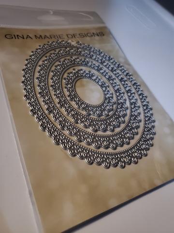 Gina Marie Metal cutting die - Flower Pleated Lace nested Oval