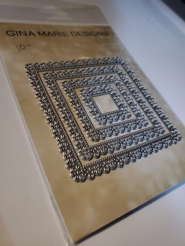 Gina Marie Metal cutting die - Flower Pleated Lace nested Square