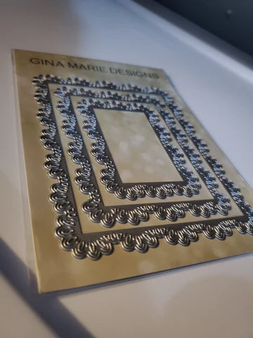 Gina Marie Metal cutting die - Feather Lace Rectangle