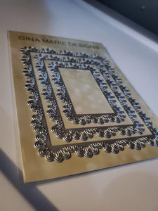 Gina Marie Metal cutting die - Feather Lace Rectangle
