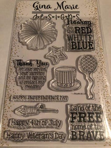 Gina Marie Clear stamp set - Fourth of July