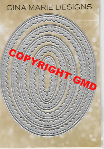 Gina Marie Metal cutting die - frame scallop stitched oval