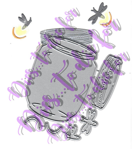 Dies ... to die for metal cutting die - Glass canning Jar with lightning Bugs - Mason