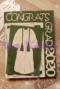 Dies ... to die for metal cutting die - Grad Gown large - honors stole & tassel, Masters stole