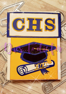 Dies ... to die for metal cutting die - Hannah's Varsity Font with Shadow