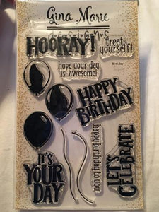 Gina Marie Clear stamp set - Happy Birthday Balloons