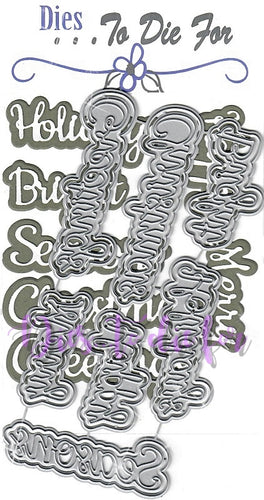 Dies ... to die for metal cutting die - Holiday seasons words with Shadows - Happy Merry Christmas Seasons Greetings Holidays Bright